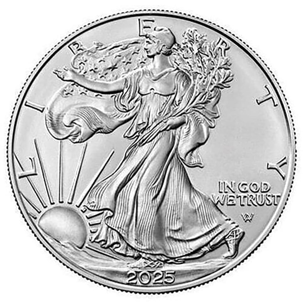2025 American Silver Eagle .999 Fine Silver with Black Background Snap Tight Square Holder Dollar Uncirculated US Mint