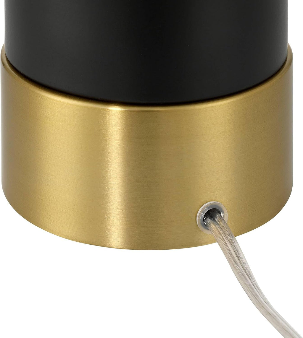 360 Lighting Anthem 21 3/4' High Small Modern Accent Table Lamp Black Gold Brass Finish Metal Single Fabric Black Shade Living Room Bedroom Bedside Nightstand House Office Home Reading Kitchen