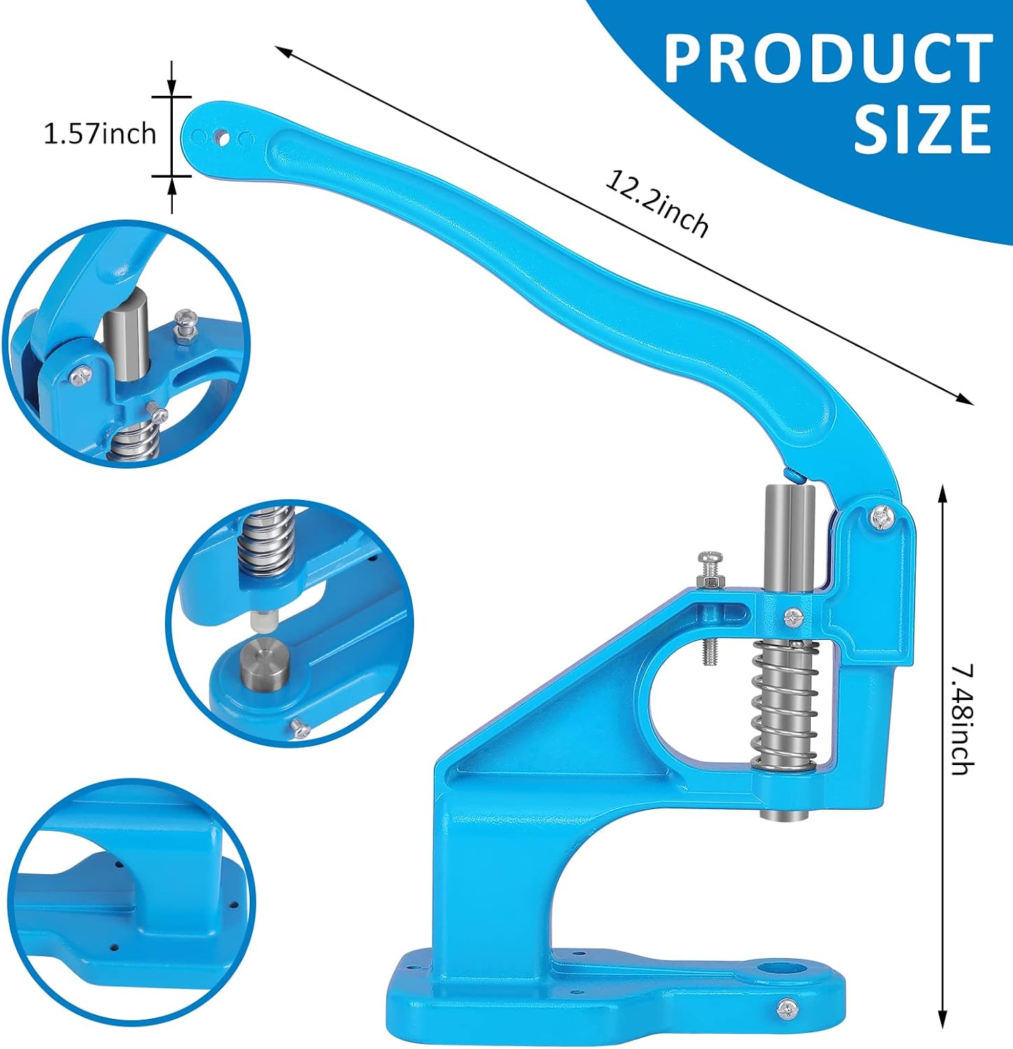 Hand Press Grommet Machine, Grommets Eyelet Tool Kit, Eyelet Punch Tool Kit with 1800 Pcs Grommets Eyelet and 9 Dies for Snap Buttons, Rivets Setting,Curtains,Belts,Bags,Shoes,Awning,DIY Craft