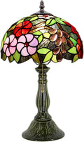 Tiffany Lamp Stained Glass Table Lamps Amber Grape Style Desk Lamp 12X12X18.5 Inch Bronze Ceramic Base Reading Light Suitable for Bedside Bedroom Living Room Dining Room Office