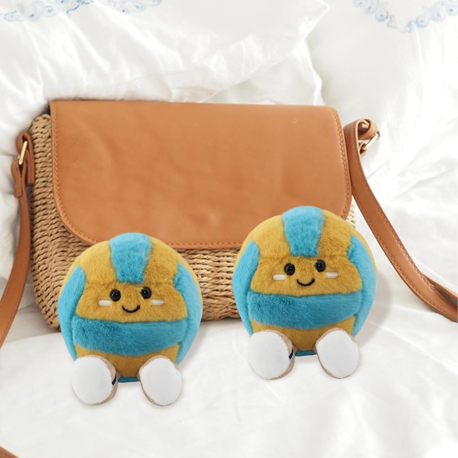 Cute Volleyball Smiley Plush Keychain Gift for Team,Soft Sport Stuffed Plush Pendant,Volleyball Players Party Favors