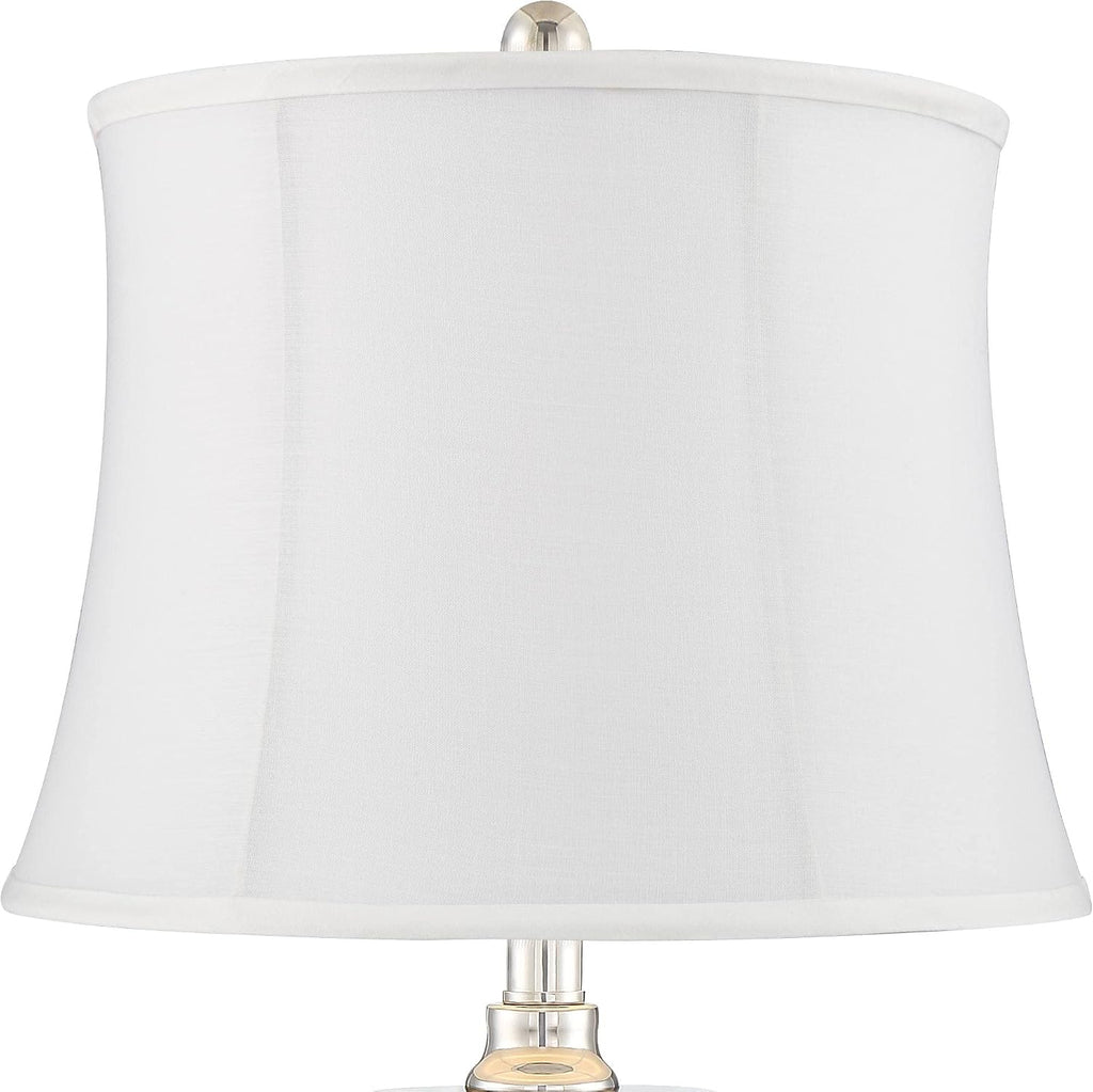 Regency Hill Luca Modern Glam Luxury Table Lamps 25.5' High Set of 2 with USB Port Clear Glass Chrome Cream Fabric Drum Shade Decor for Living Room Bedroom House Bedside Nightstand Home