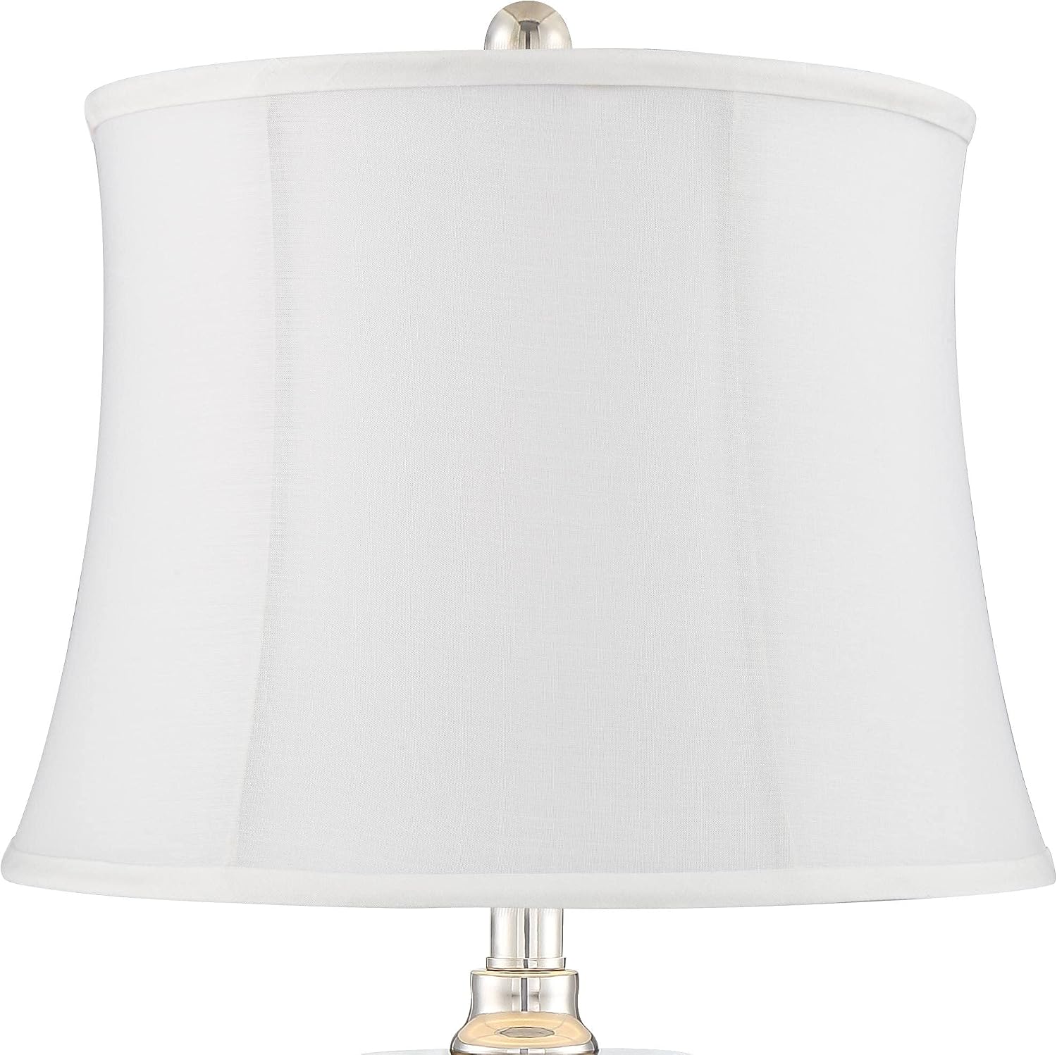 Regency Hill Luca Modern Glam Luxury Table Lamps 25.5' High Set of 2 with USB Port Clear Glass Chrome Cream Fabric Drum Shade Decor for Living Room Bedroom House Bedside Nightstand Home
