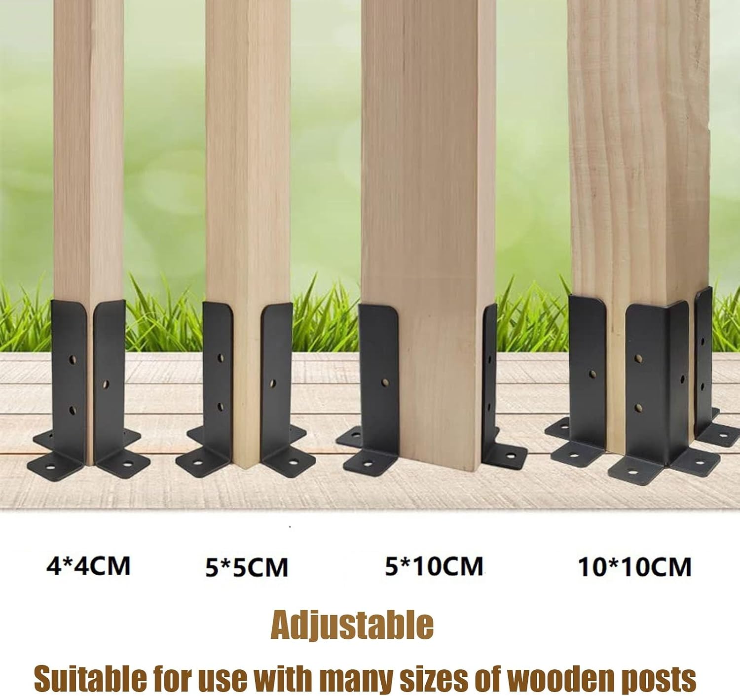 Flexible Fence Post Holder/Support Base, Adjustable Metal Wooden Mailbox Railing Post Base with Installation Kit, 1.5X1.5 2x2 2x4 4x4 4x6 Concrete Post Anchor (Color : 8pack, Size : 3X12.7cm/1.18x5i