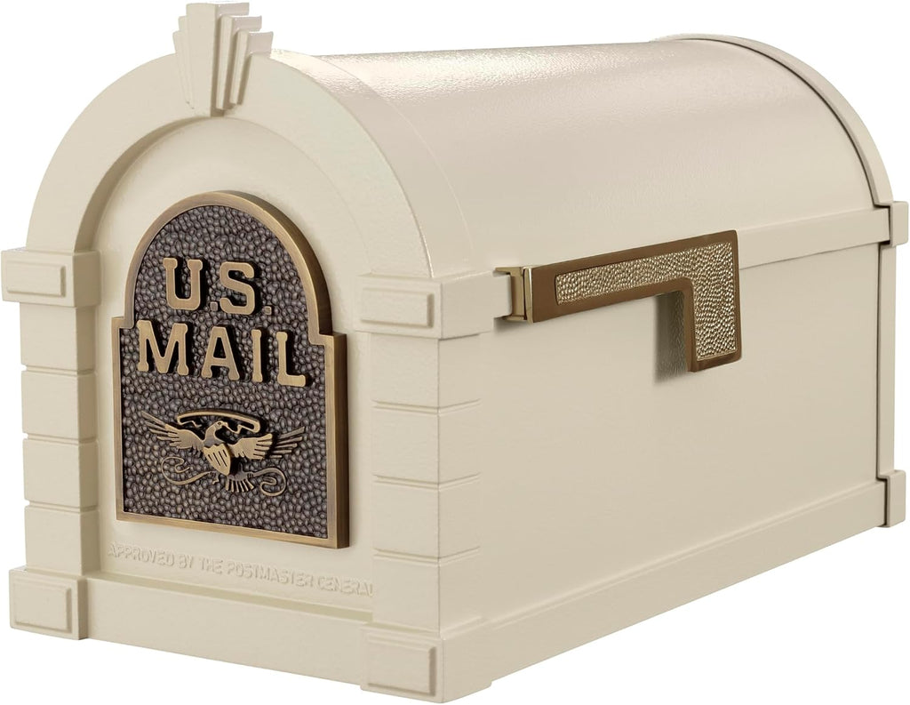 Gaines Keystone Series Mailbox - Almond with Antique Bronze Eagle
