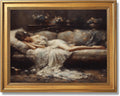 Gold Frame Wall Art Vintage Victorian Tired Woman Portrait Canvas Poster Moody Romantic Oil Painting Dark Academia Classic Wall Decor Print Aesthetic Picture for Bedroom Living Room 24X36inch