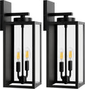 18in Large Outdoor Wall Light Fixtures, Exterior Lighting Fixtures Porch Sconces Wall Mounted, Waterproof Black Outdoor Wall Lanterns Lamps, Outside Lights for House Patio Front Door Entryway, 2-Pack