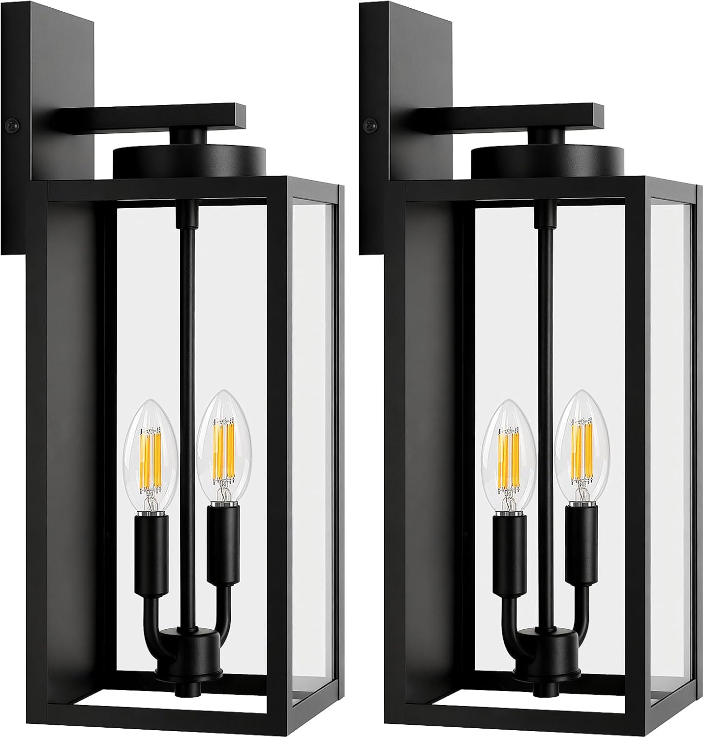 18in Large Outdoor Wall Light Fixtures, Exterior Lighting Fixtures Porch Sconces Wall Mounted, Waterproof Black Outdoor Wall Lanterns Lamps, Outside Lights for House Patio Front Door Entryway, 2-Pack