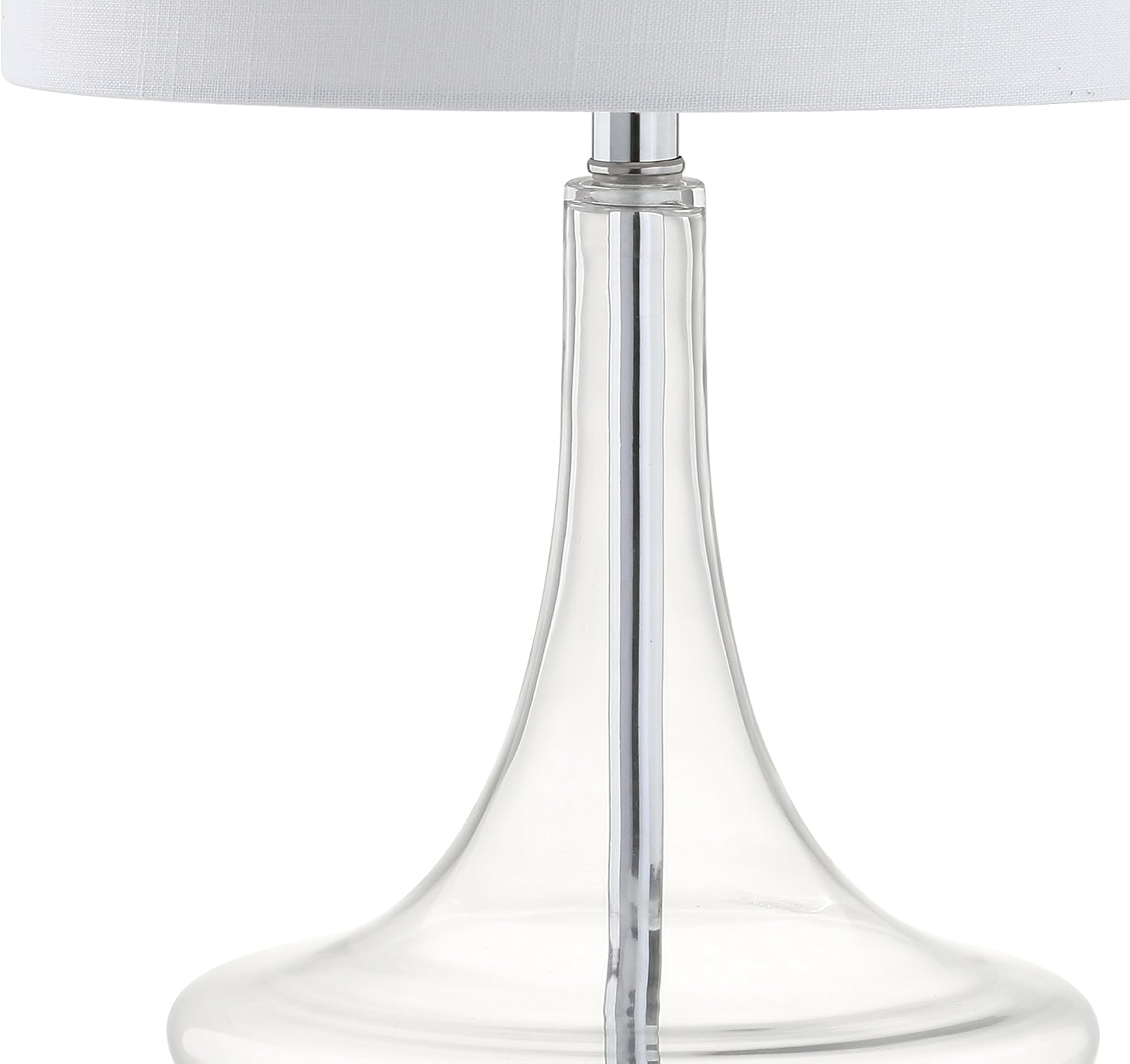 JONATHAN Y 25.5' Clear/Chrome Glass Teardrop Table Lamp Set of 2 for Bedroom, Modern Bedside Lamps for Living Room, White Linen Drum Shade, LED Bulbs Included (JYL1081C-SET2)