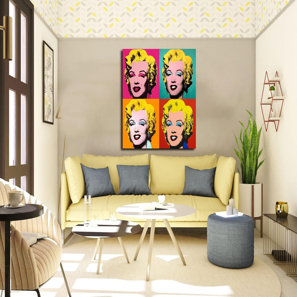 Andy Warhol Canvas Wall Art Warhol Pop Art Monroe Framed Painting for Bedroom Livingroom Office