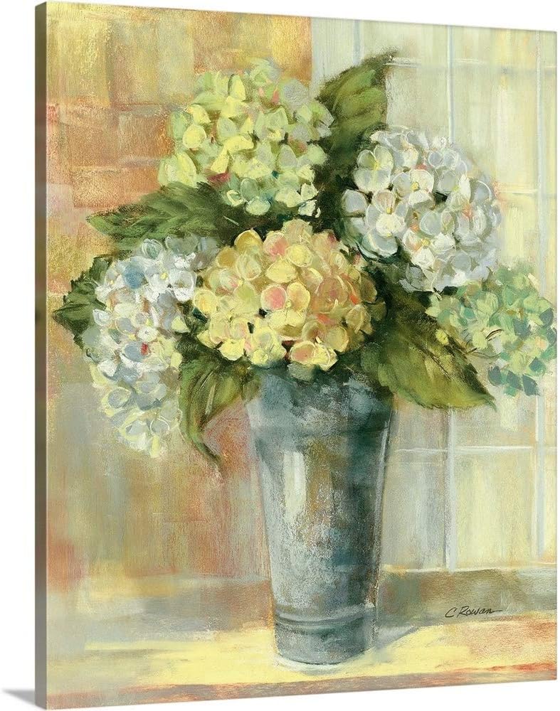 CANVAS ON DEMAND Yellow Hydrangea Canvas Wall Art Print by Carol Rowan, Traditional, Home Decor, Artwork, 36'x45' Floral Artwork, 36'x45' Flowers Artwork, 36'x45'