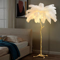 MAYOLA Luxury Resin Ostrich Feather Lamp, 35 Pieces Real Ostrich Feathers,Floor Lamp,for Living Room, Bedroom and Office 67' Tall Feather Lamp(White, Floor Lamp)