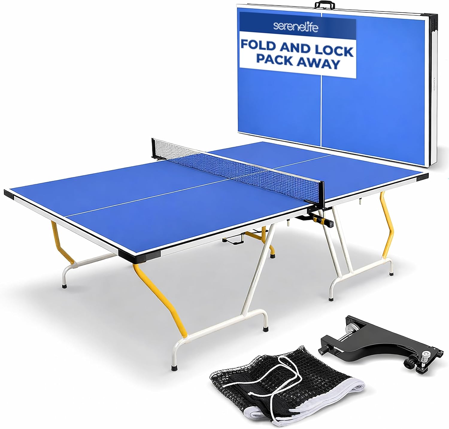 SereneLife 4in1 Multi Game Table, 48' Sports Arcade with Accessories, Ping Pong, Air Hockey, Pool Billiards, Soccer Foosball All in One, for Indoor and Outdoor, Family, Kids and Adults