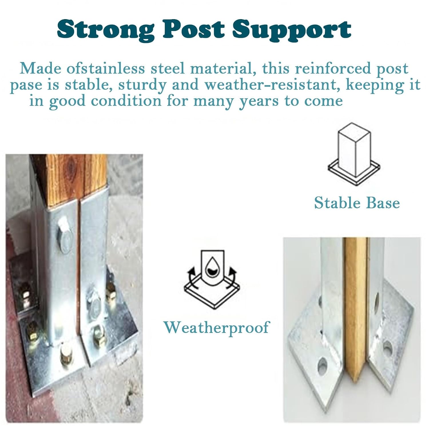 Galvanised Steel Pillar Stand Base for Gardens/Pergola, Sturdy Construction Mailbox Post Base Brackets, Heavy Duty Post Anchors Wood Post Support Base for Deck Railing(20pcs)