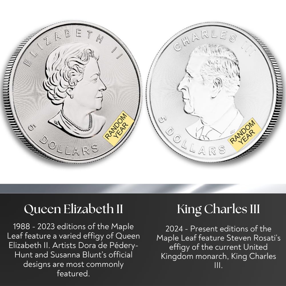 1988 - Present (Random Year) Lot of (10) 1 oz Silver Canadian Maple Leaf Coins Brilliant Uncirculated with Certificates of Authenticity $5 Seller BU