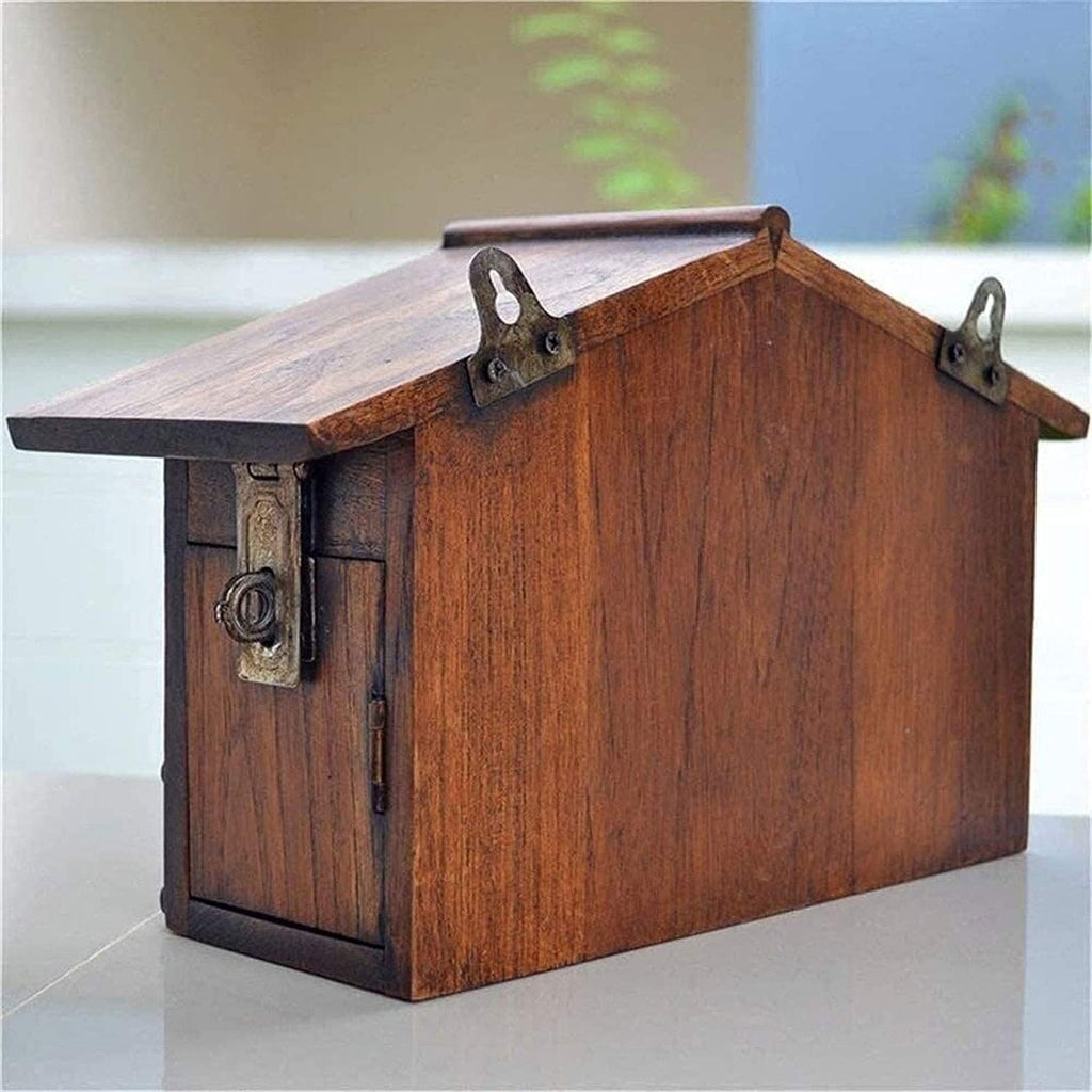 Wall-Mounted Mailbox, Wooden Post Box, Locking Wall Mount Mailbox, Mailboxes Wall Mounted, Easy to Install, Suitable for Villa, Outdoor, School, Family