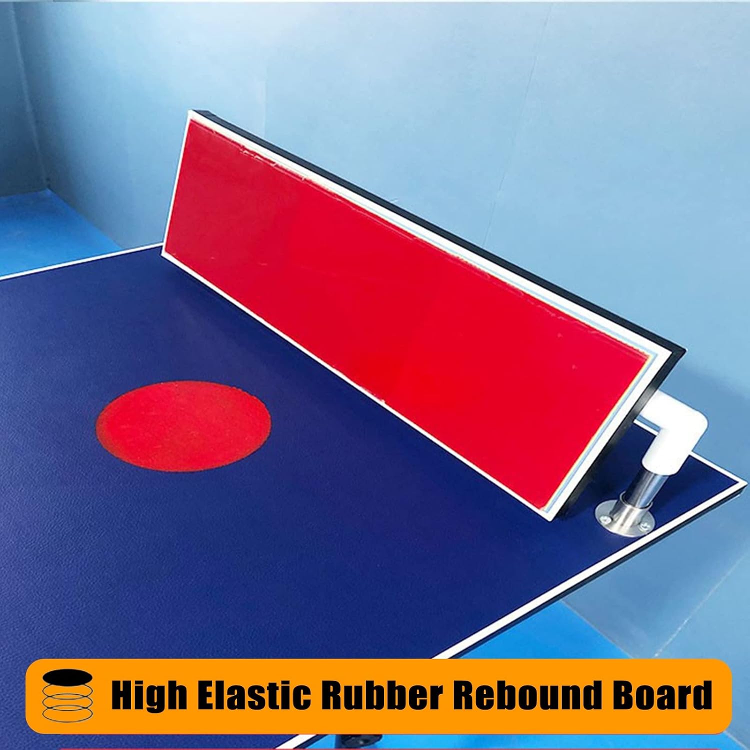 Table Tennis Self Training Equipment, Ping Pong Rebound Board with Red Rubbers for Adult Kids, Height Adjusted Ping-Pong Sparring Springback Machine with Table
