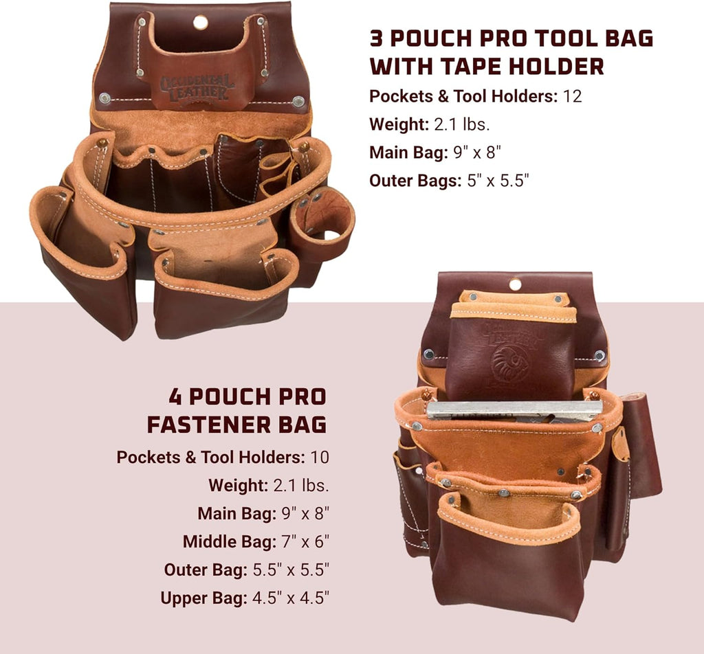 Occidental Leather Seven Bag Framer Set - Small - 23 Pockets & Tool Holders - Premium Top-Grain Leather - Made in USA