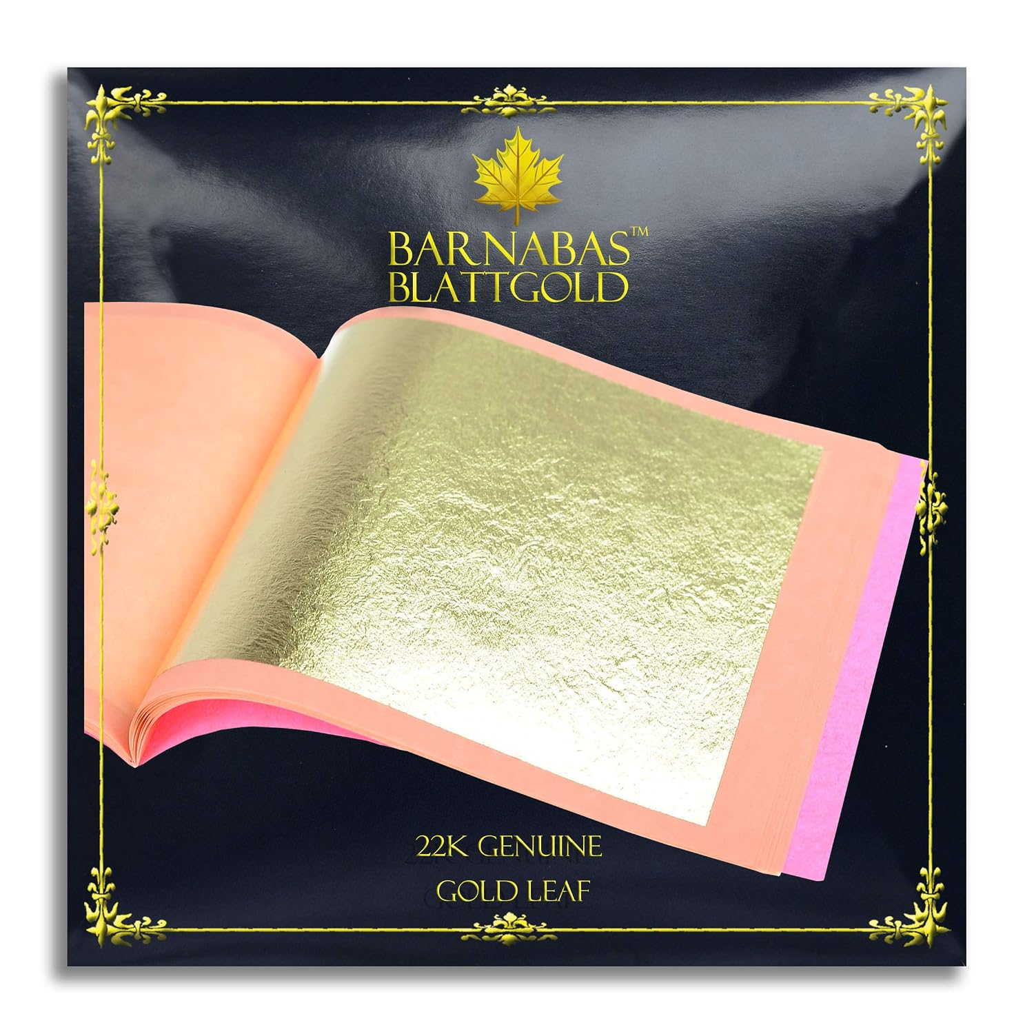 Barnabas Blattgold Gold Leaf - 22K Real Gold [25 Sheets, 3.4 inches] - Loose Sheet for Painting, Arts and Crafts