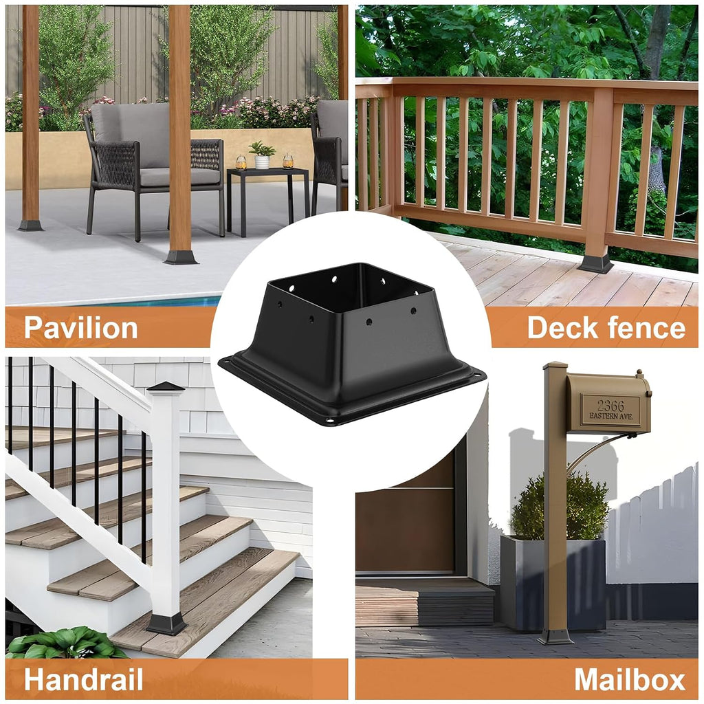 FMhotu 4x4 Post Base 20Pcs, Internal 3.6'x3.6' Heavy Duty Powder-Coated Steel Post Bracket Fit for Standard Wood Post Anchor, Decking Post Base for Deck Porch Handrail Railing Support with Screws