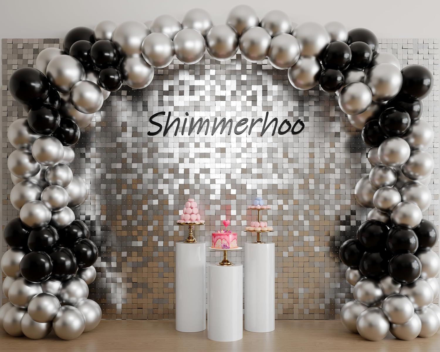 Shimmer Wall Backdrop - 48pcs Decorations Panel | Wedding, Birthday, Anniversary, Engagement & Bridal Shower Party Decor Panel (Silver)