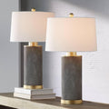 360 Lighting Gilson 24 3/4' High Modern Glam Luxe Table Lamps Set of 2 Gold Textured Gray Finish Ceramic Fabric White Shade Living Room Bedroom Bedside Nightstand House Office Home Reading