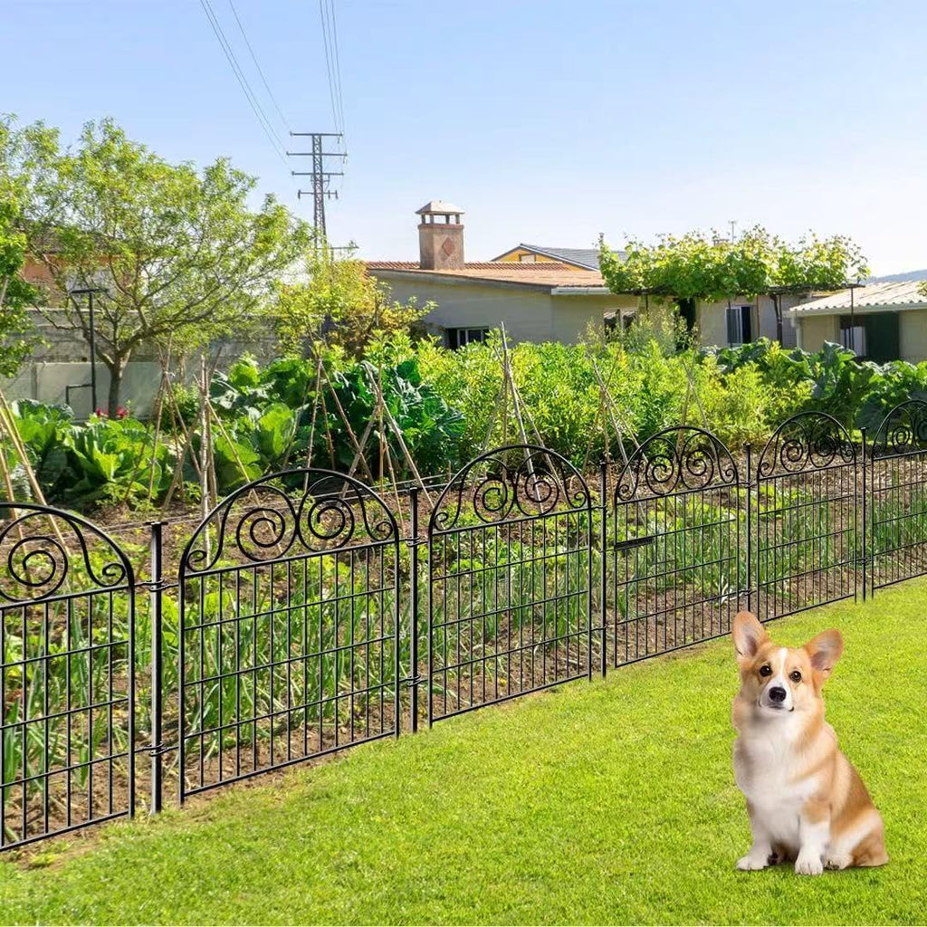 Getlay Tall Garden Fence with Gate, 32 Inch(H) 24 Panels Total Length 52.5 Ft Dog Fence Outdoor, Decorative Fence for Garden,Metal Temporary Fencing│Patented