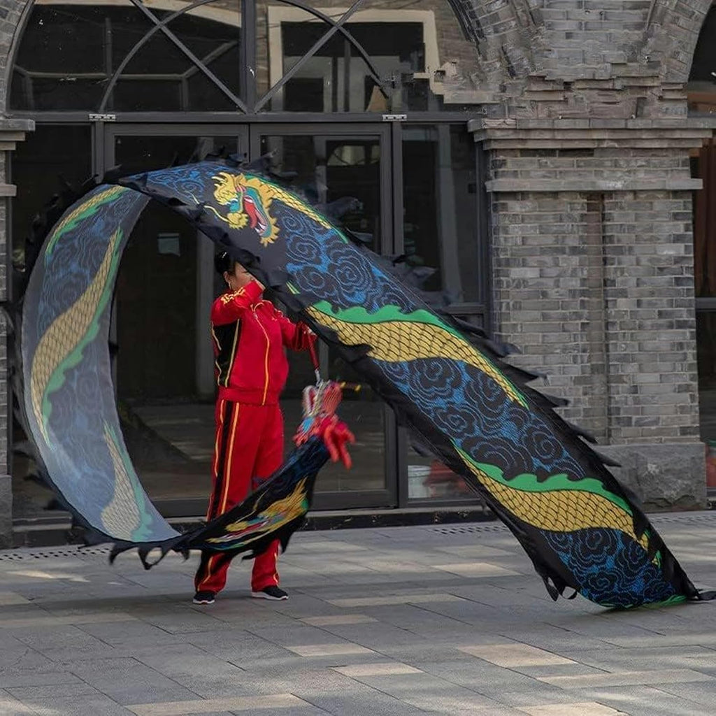 Chinese Dragon Dance 3D Dragon Ribbon Streamer Traditional Colourful Chinese Dragon Dance Colorful Dragon Silk 6m/8m Fitness Dragon Dance Interesting