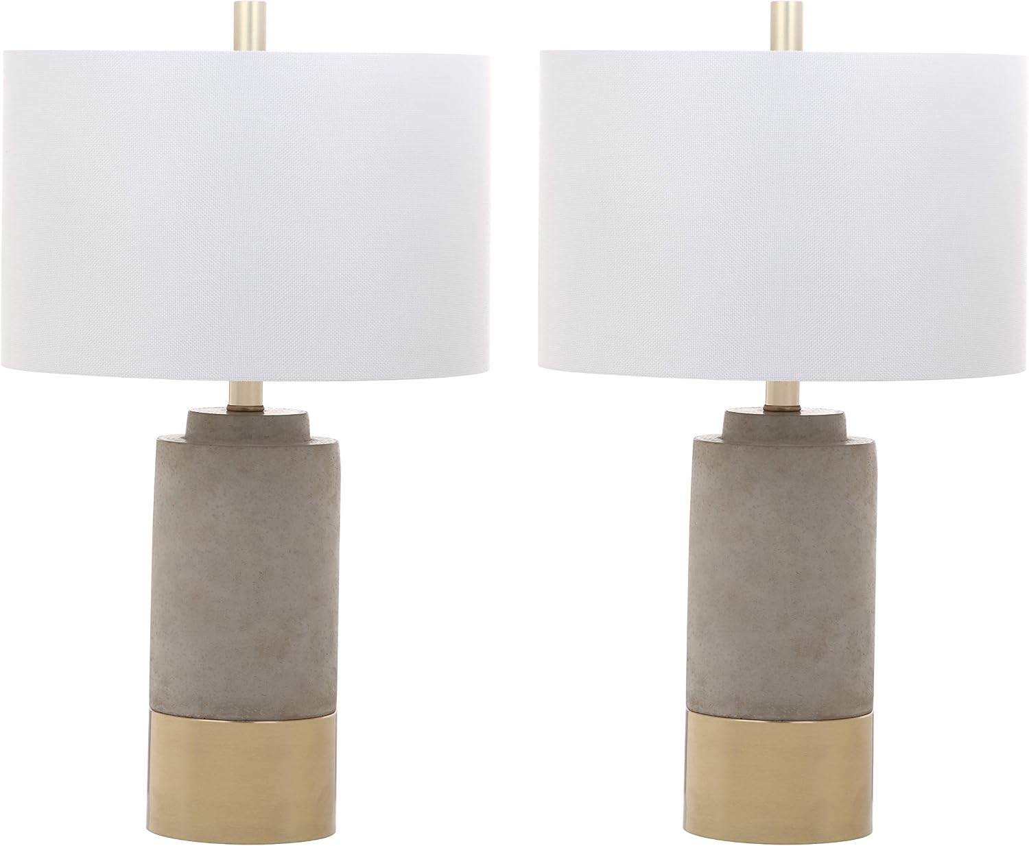SAFAVIEH Lighting Collection – Set of 2 Modern Contemporary Farmhouse Grey Concrete & Gold 24-Inch Table Lamps for Bedroom, Living Room, Home Office, LED Bulbs Included (LIT4451A-SET2)