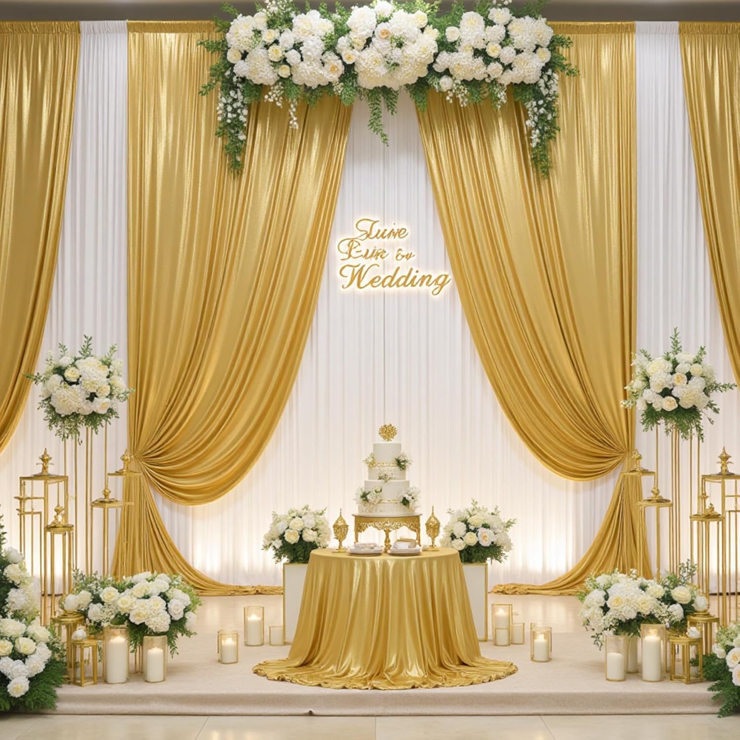 40ftx10ft Gold Sequin Backdrop Curtain Panels for Parties, Wrinkle Free Glitter Photo Backdrop Drapes 8 Panels 5x10FT Back Drop Cloth Shiny Fabric for Wedding Birthday Christmas Photography Background