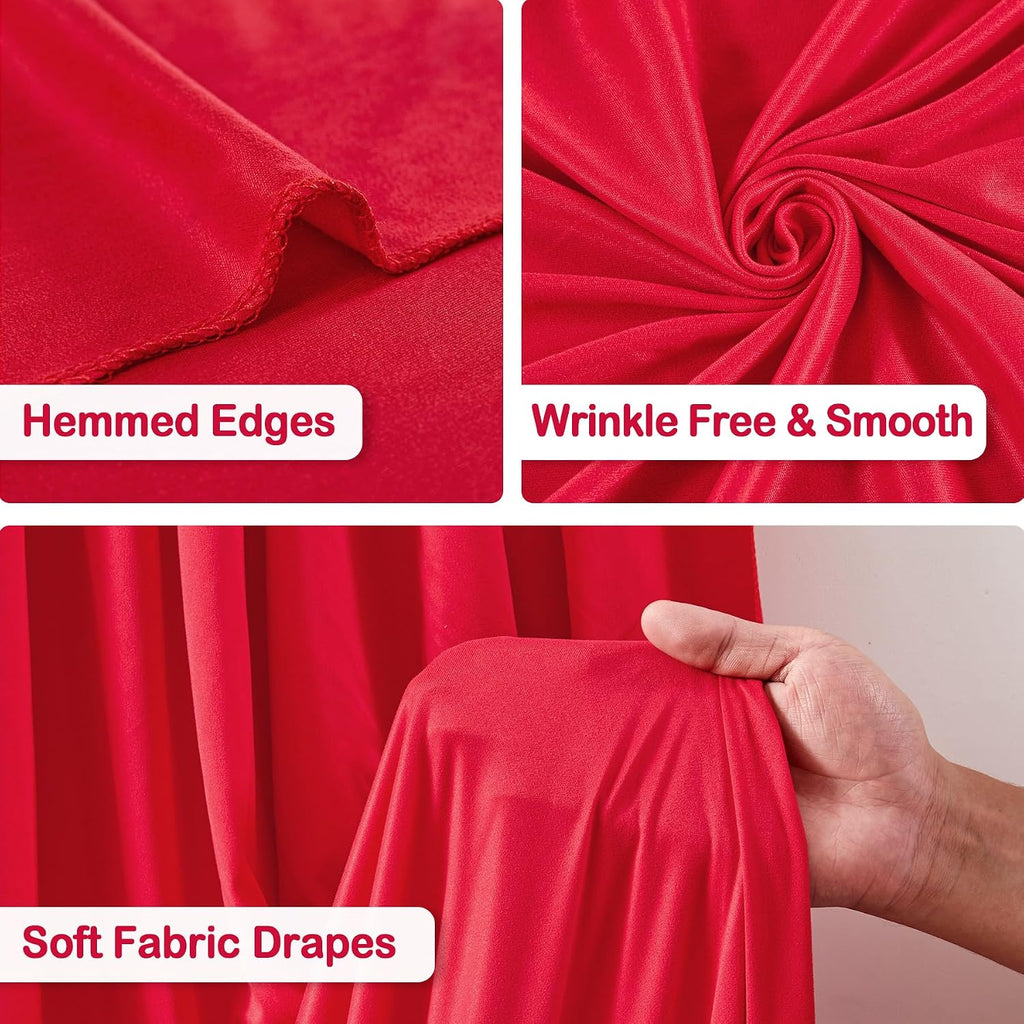 10 Panels Red Backdrop Curtains - Wrinkle Free Fabric Backdrop Curtain for Photoshoot, 10FT Wedding Party Photo Backdrop Drapes for Birthday Baby Shower Photography Stage Background Decorations