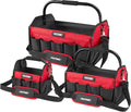 HAUTMEC 3PCS Heavy-Duty Tool Tote Bag Set, 1680D Rigid Frame Tool Bags with Foldable Handle & Padded Shoulder Strap, Water-Resistant Hard Base, Multi-Pocket Tool Box Organizer – HTTBH25052