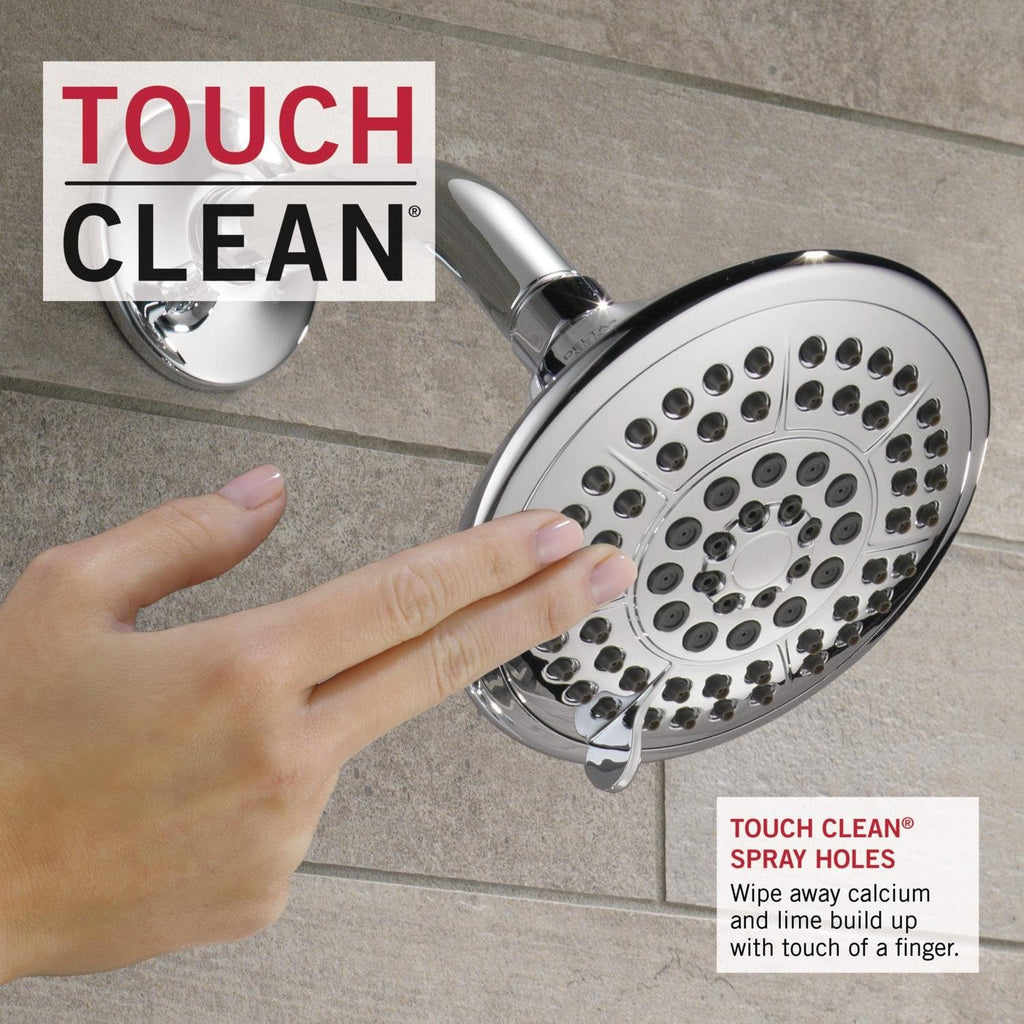 Delta Faucet Linden 14 Series Single-Function Shower Faucet Set, 5-Spray Touch-Clean Shower Head, Chrome Shower Faucet, Delta Shower Trim Kit, Chrome T14294 (Valve Not Included)