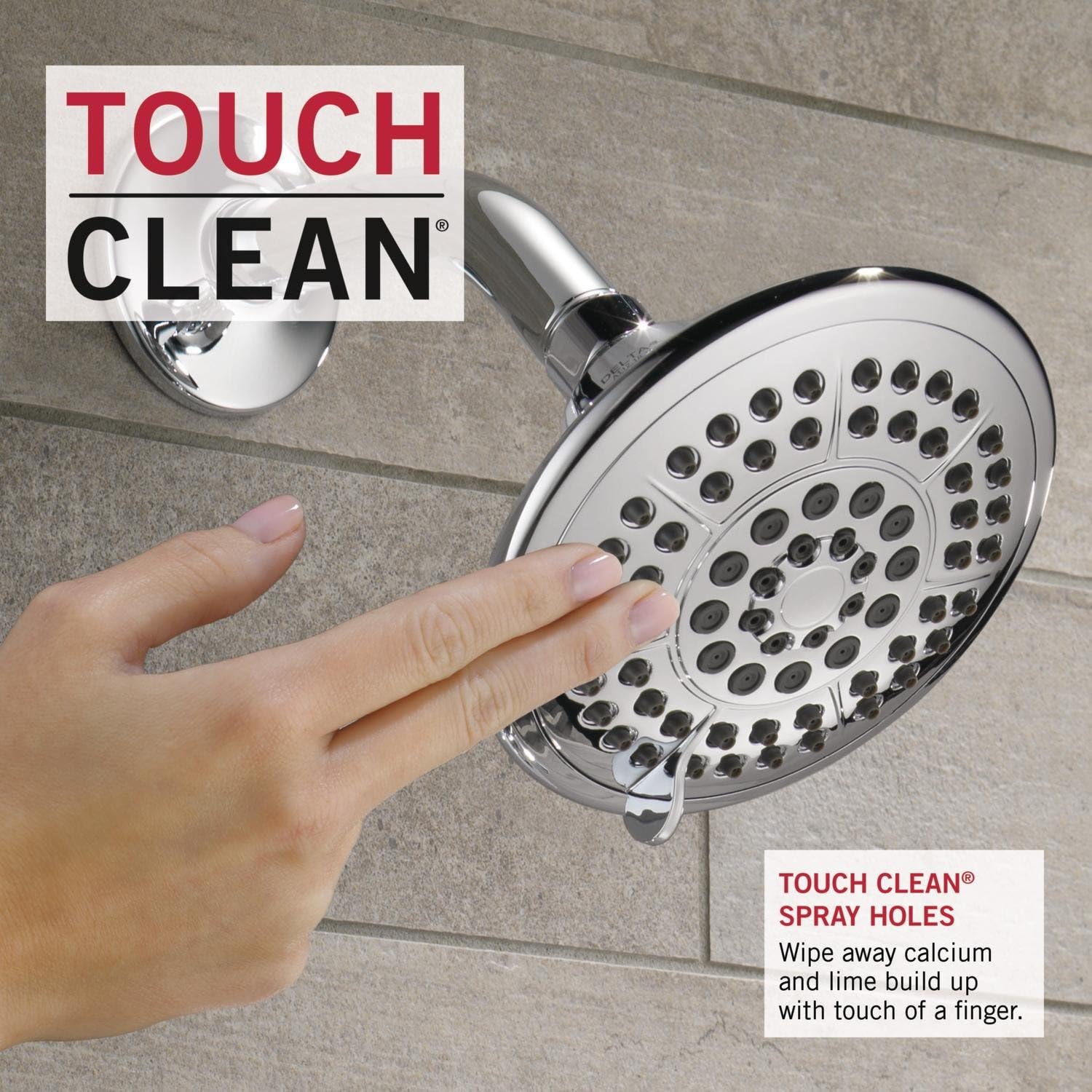 Delta Faucet Linden 14 Series Single-Function Shower Faucet Set, 5-Spray Touch-Clean Shower Head, Chrome Shower Faucet, Delta Shower Trim Kit, Chrome T14294 (Valve Not Included)