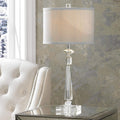 Vienna Full Spectrum Aline 26 1/2' Tall Traditional Table Lamp Clear Crystal Single Gray Shade Living Room Bedroom Bedside Nightstand House Office Home Reading Kitchen Entryway Console Family