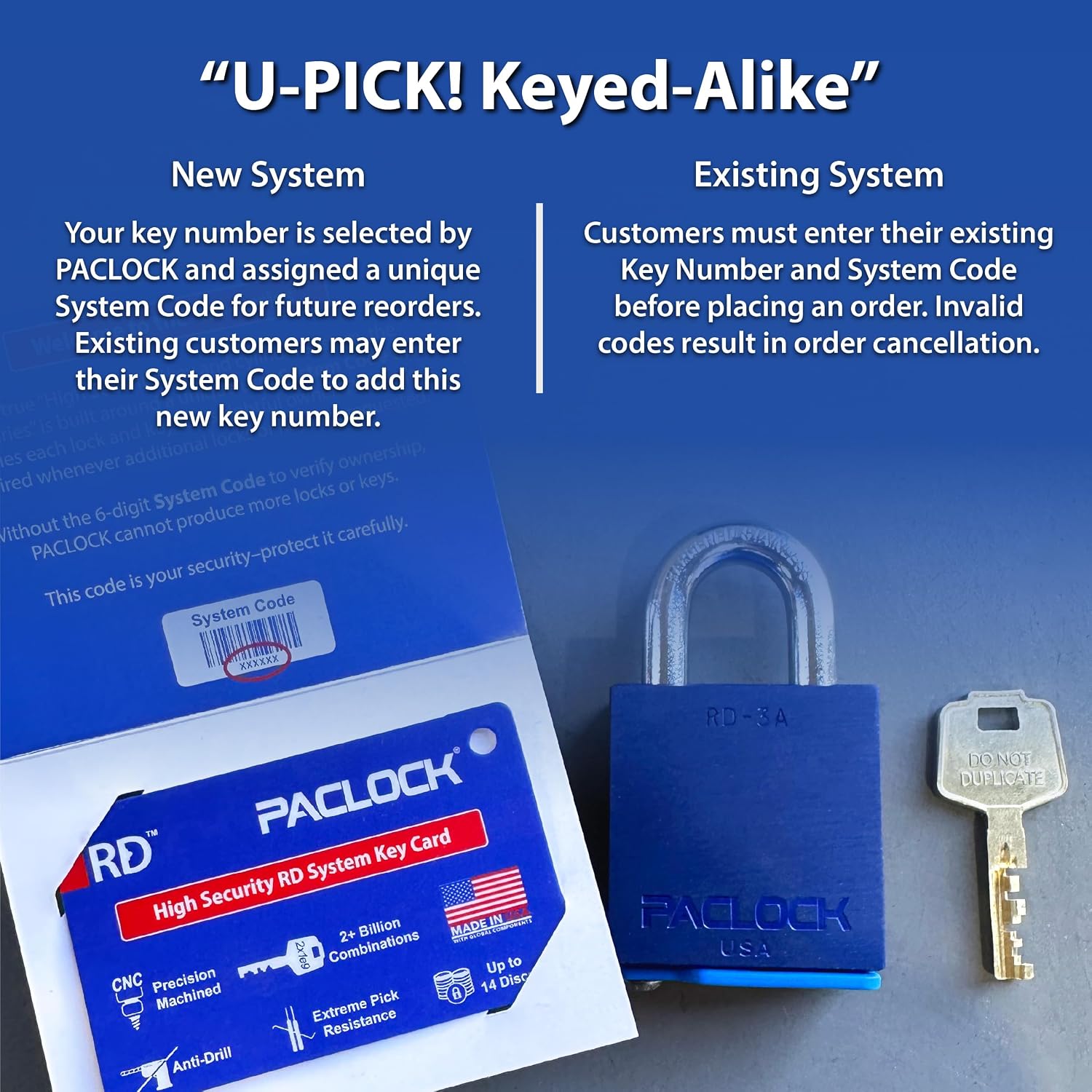 PACLOCK's RD656 Rotating Disc Padlock, 1/2' Dia. Stainless Steel Shackle, High Security Rotating Disc, Exclusive Key Number, U-Pick! Keyed Alike w/ 1 Key, Nickel-Plated Brass