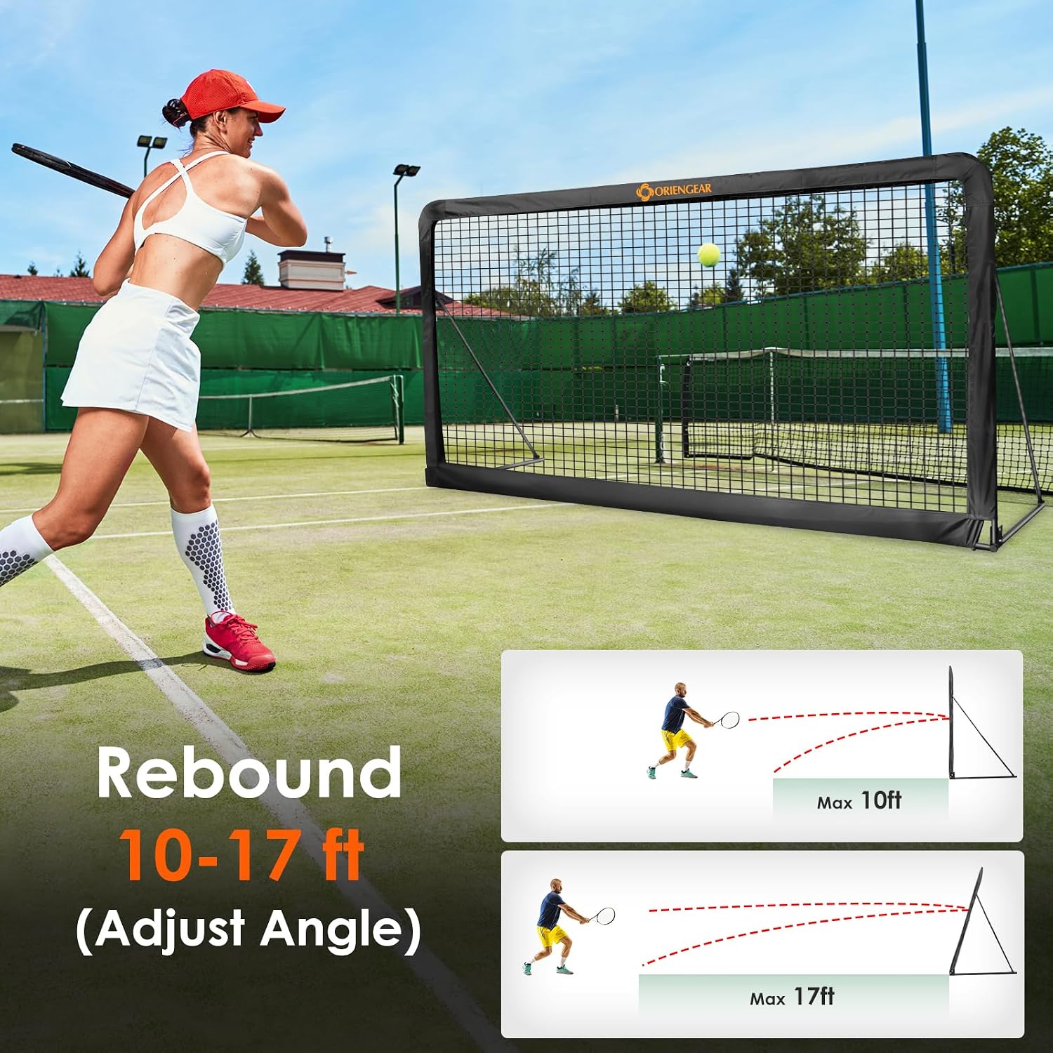 Tennis Rebound Practice Wall - 12ft x 6ft Rebounder Net for Tennis & Racquet Sports Ball & Pickleball, Training Tennises Backboard Net for Court Backyard and Indoor & Outdoor Training, Black