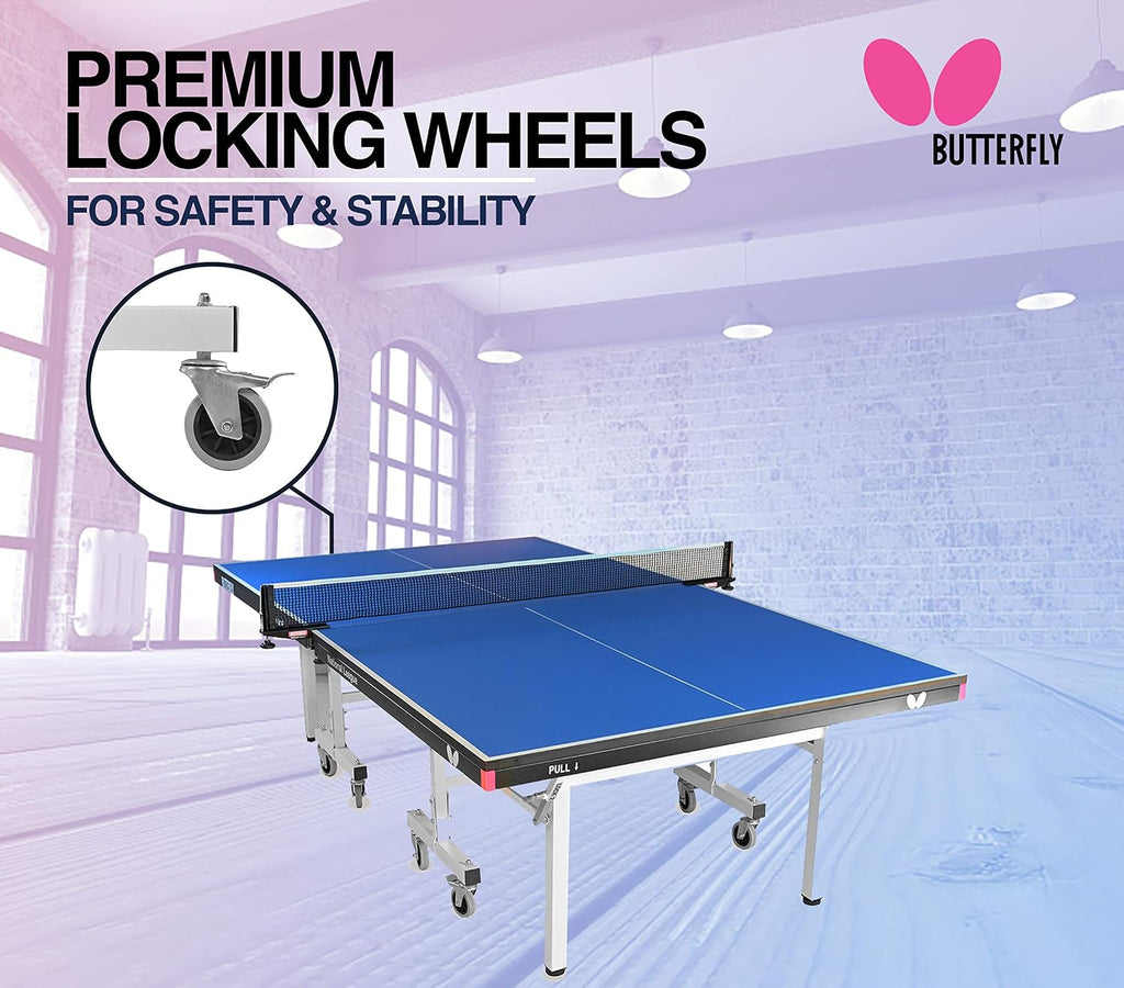Butterfly National League 25 Table Tennis Table | 10 Minute Quick Assembly Ping Pong Table | 25mm Indoor Top | Tournament Grade