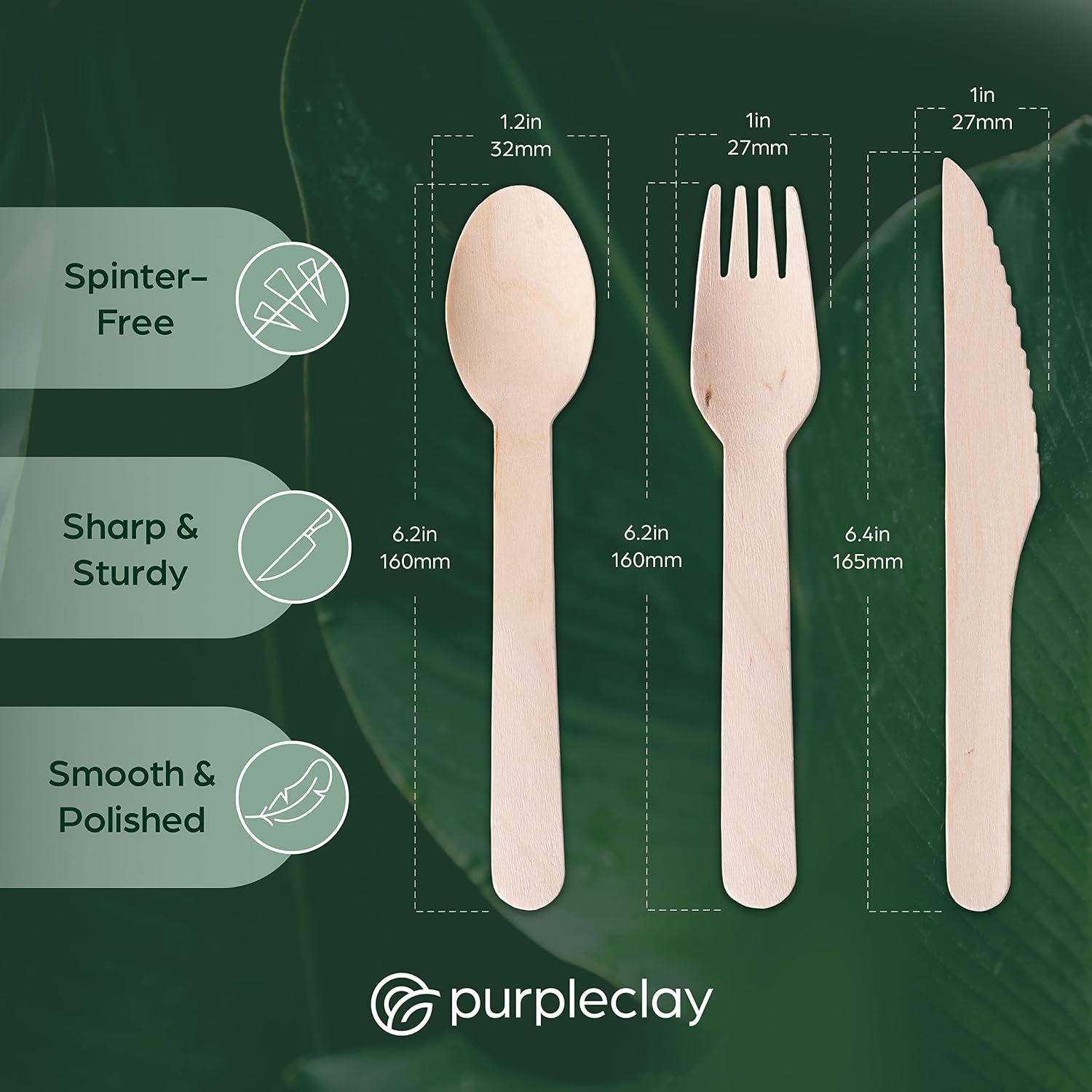 Wooden Disposable Knives - 1800 Pieces Wood Compostable Knives - Eco-Friendly Biodegradable Utensils for Party - Free From Plastic Cutlery Set - Disposable Cutlery for Eating - Compostable Utensils