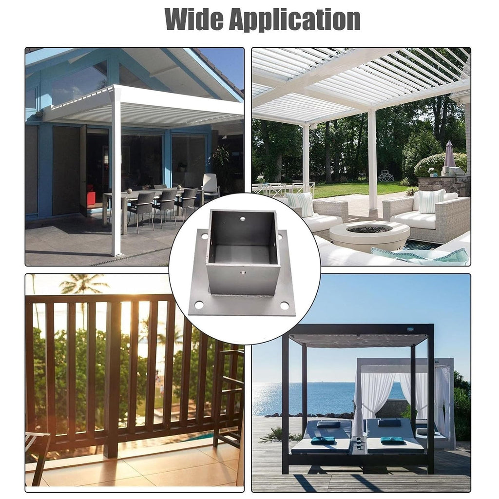 1.6x1.6 2x2 4x4 6x6 8x8 Inch Post Base for Wood Deck 2 Pcs 4 Pack, Outdoor Mailbox Pergola Fence Concrete Ground Post Holder Bracket/Railing Column Wooden Pile Standoff(4 pcs,2x2IN/50x50MM)