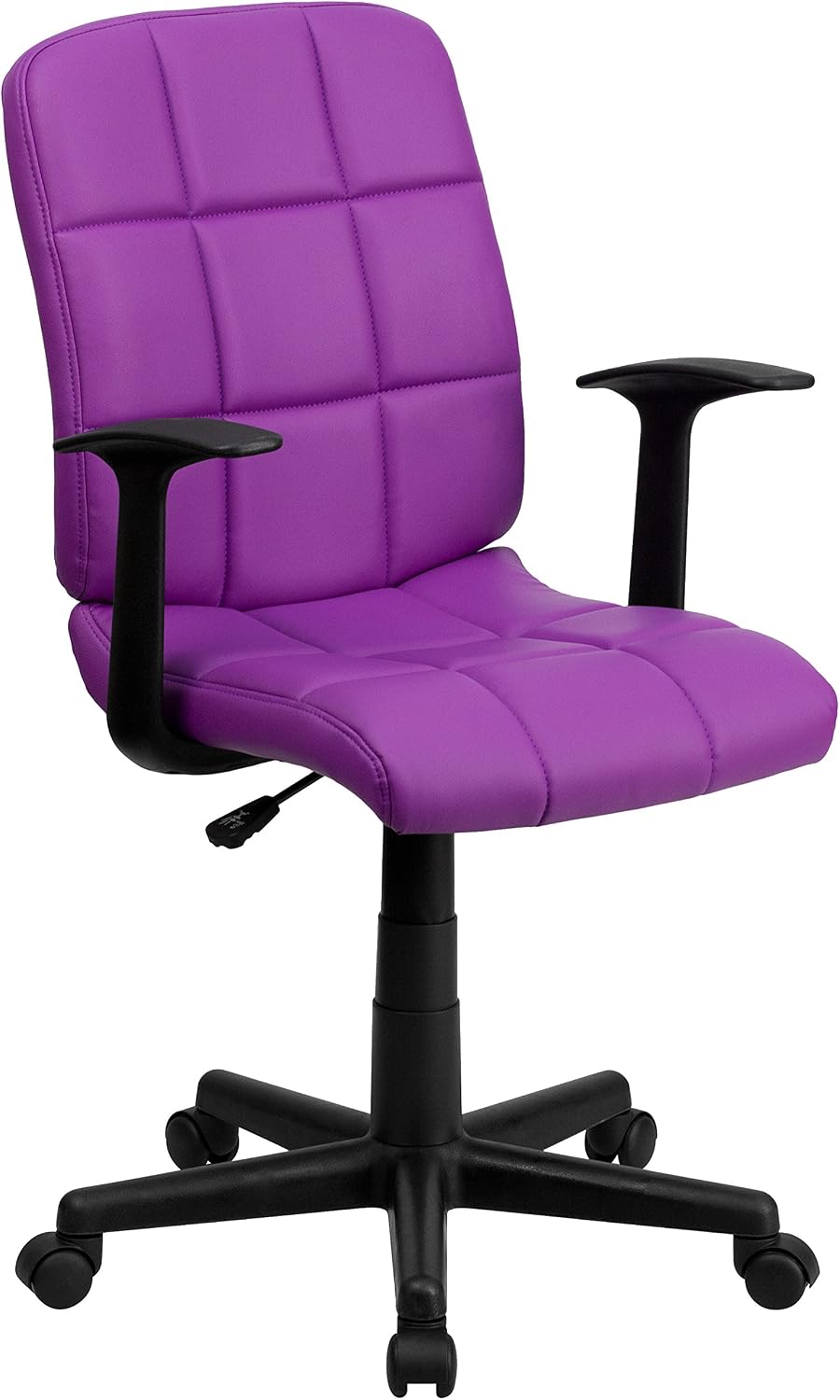Flash Furniture Clayton Mid-Back Purple Quilted Vinyl Swivel Task Office Chair with Arms