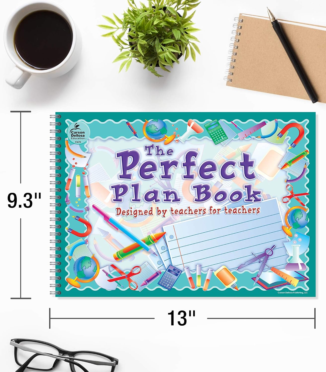Carson Dellosa The Perfect Lesson Plan Book, Undated 9.5' x 13' Teacher Planner With Monthly and Weekly Calendars, Class Schedule, Seating Chart, Homeschool and School Supplies, Classroom Must Haves