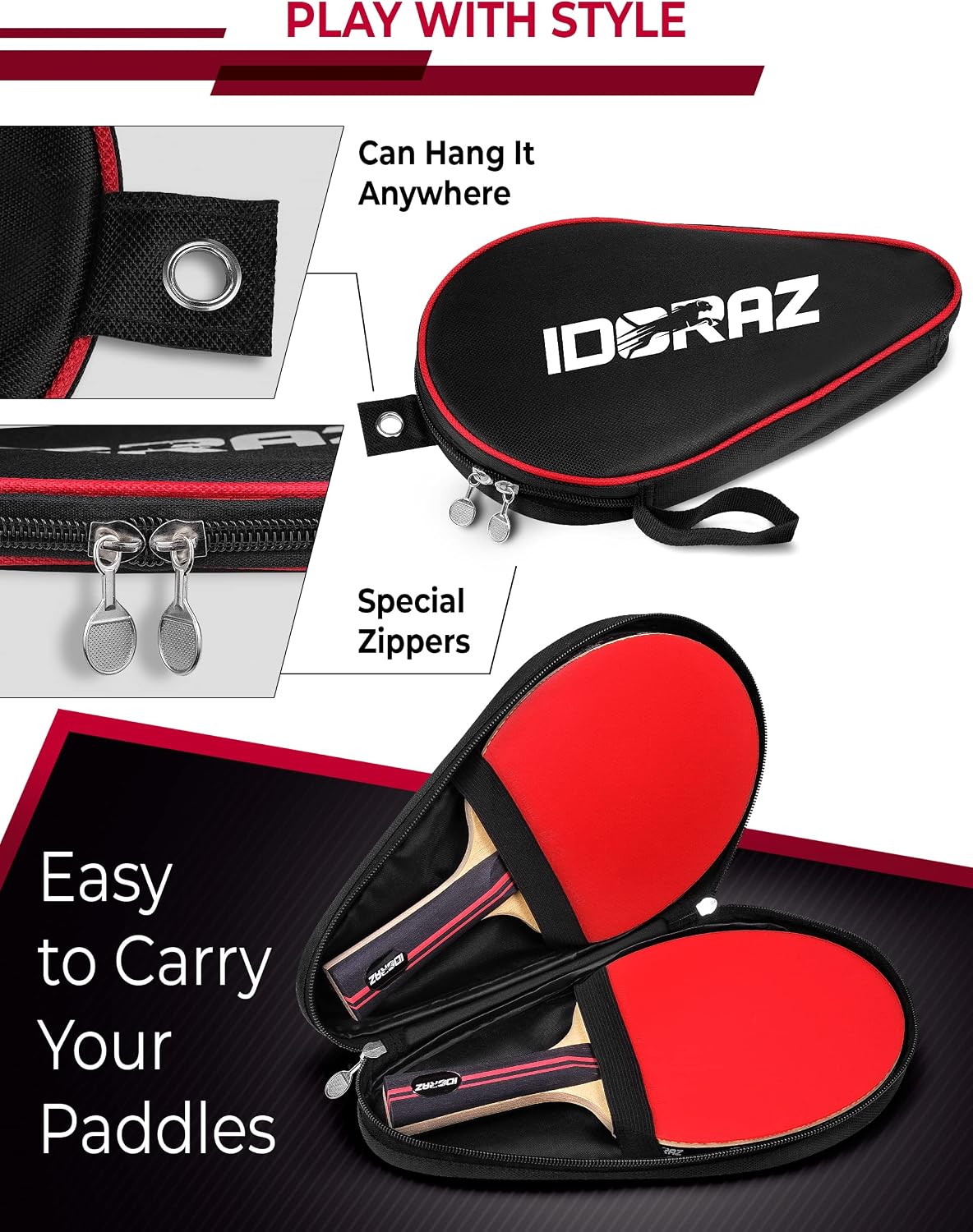 Professional Ping Pong Paddle with ITTF Rubber and Carrying Case | Table Tennis Racket with Speed 99, Spin 93, Control 90, Improves Accuracy and Consistency