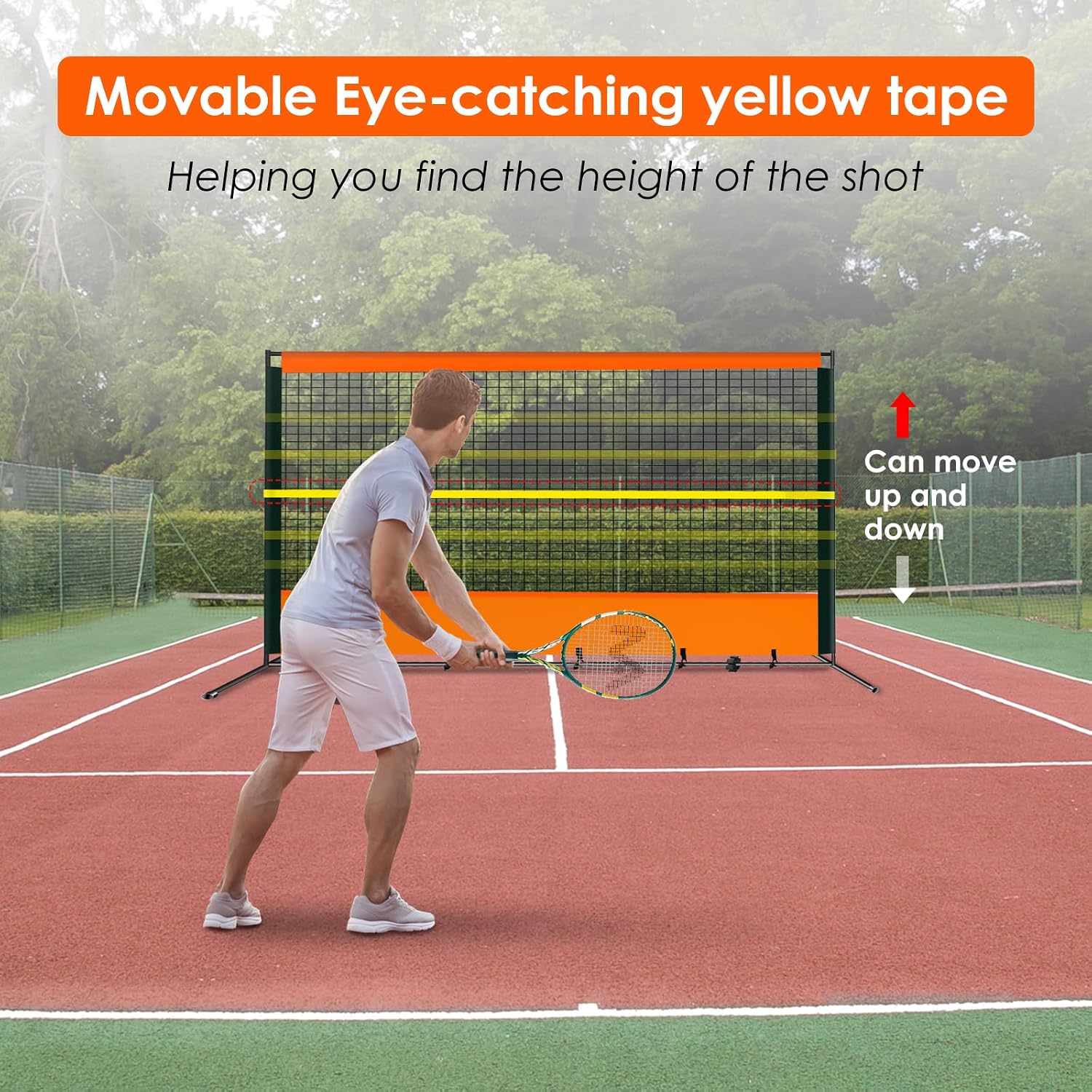 ORIENGEAR Tennis Rebound Practice Wall - 12ft x 6ft Rebounder Net for Racquet Sports, Ball & Pickleball, Training Backboard for Court Backyard and Indoor & Outdoor Use