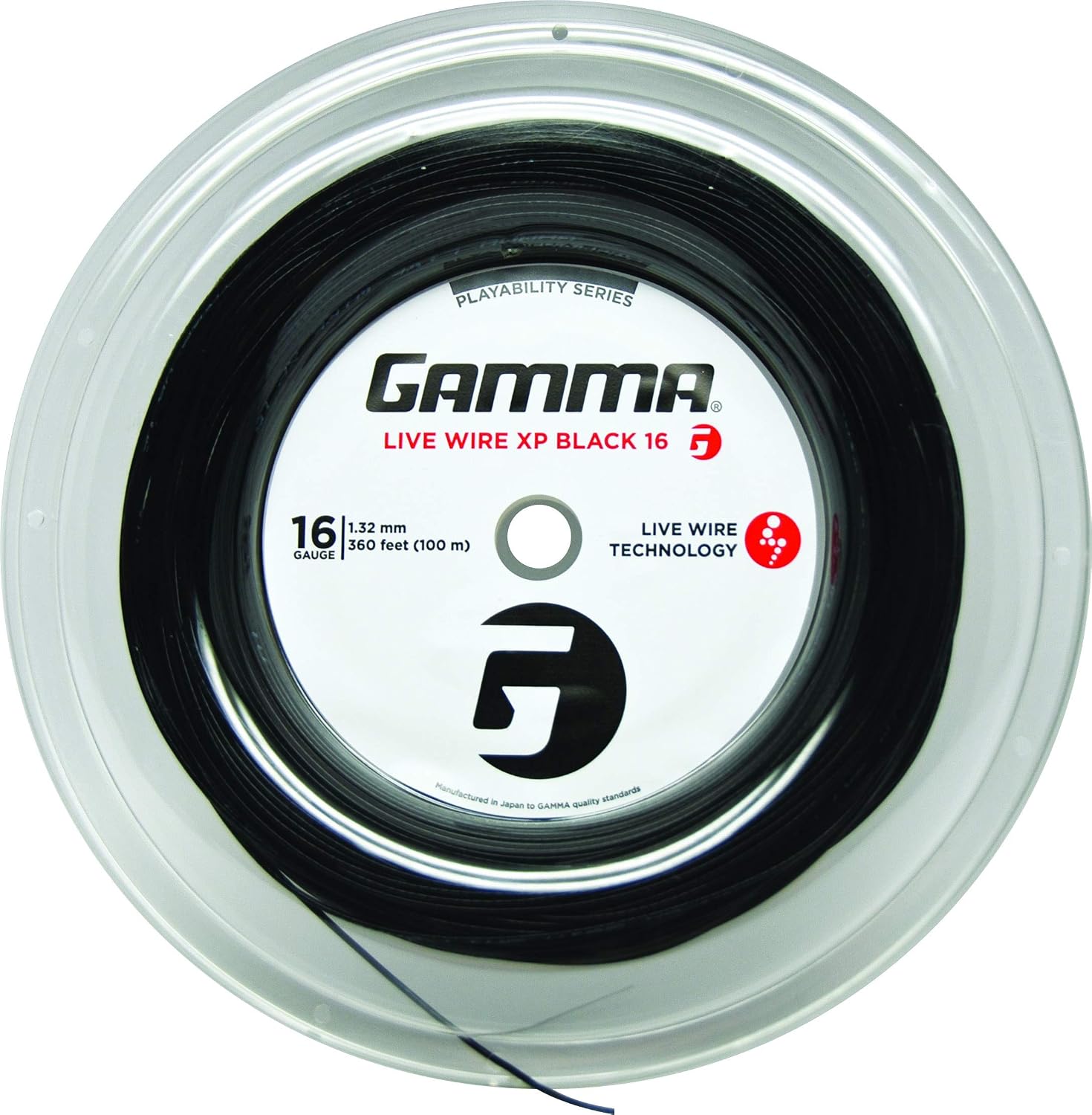 Gamma Sports Live Wire XP Tennis Racket String Multifilament Series- Firmer, More Crisp Feel For Natural Gut-Like Playability - 16L or 17 Gauge (Black, Natural)
