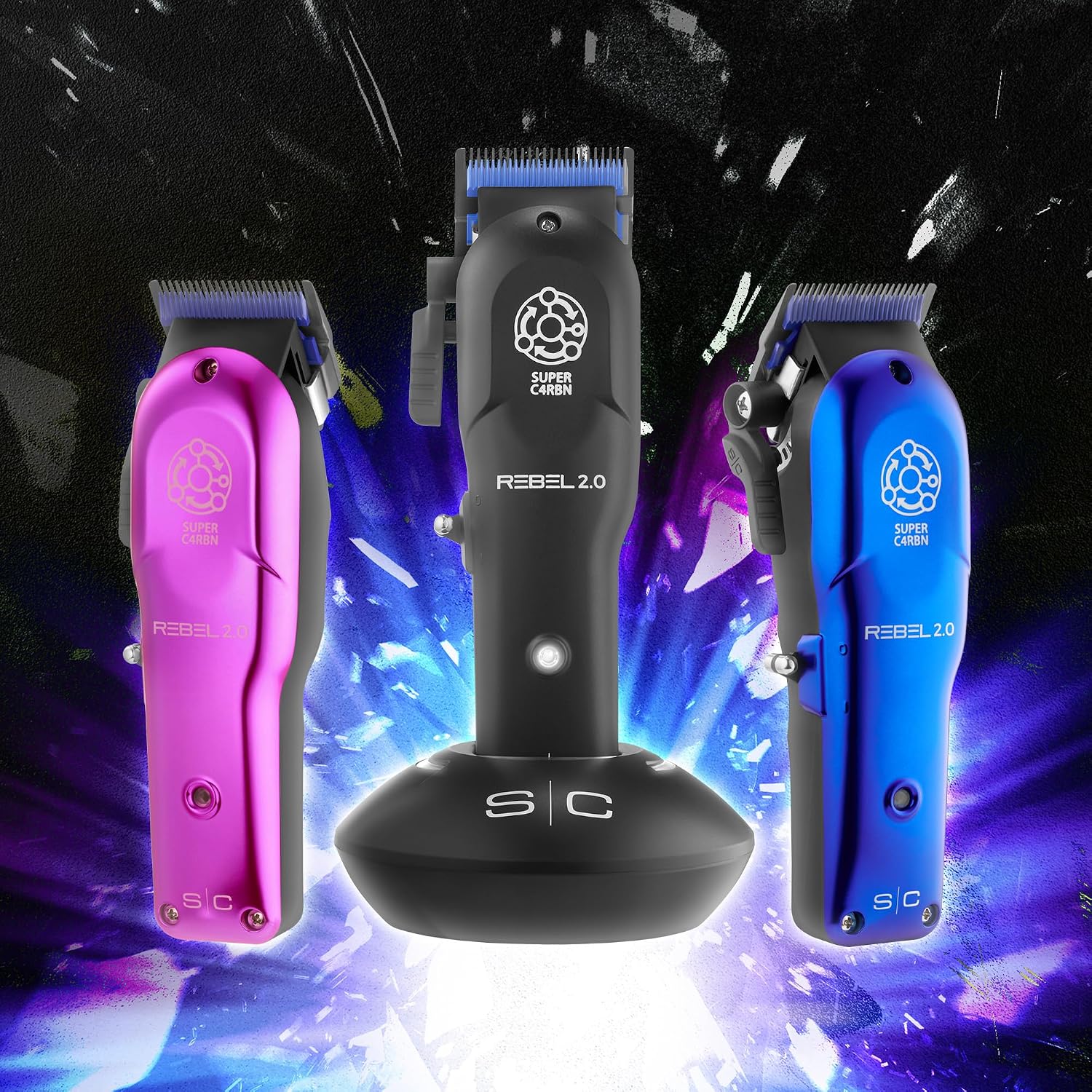 Stylecraft Rebel 2.0 Hair Clipper, Super C4RBN Motor with DLC and Ceramic Blades, USB-C Rechargeable, Cord/Cordless Haircutting