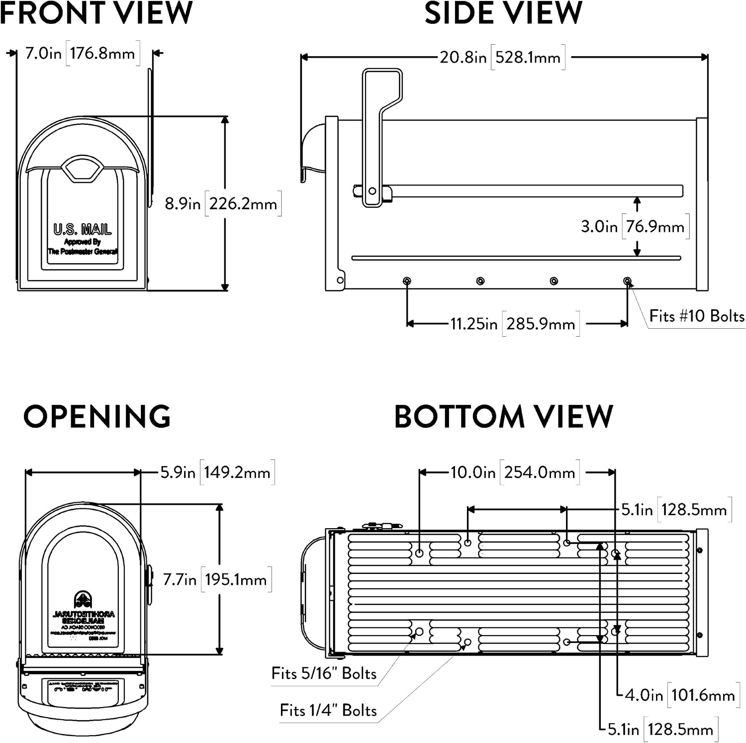 Zippity Outdoor Products ZP19013 Classica Mailbox Post and Architectural Mailboxes 8830RZ-10 Winston Post Mount Mailbox, Rubbed Bronze