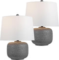 JONATHAN Y 20' Gray Textured Resin Table Lamp Set of 2 for Bedroom, Coastal Farmhouse Nightstand Lamps for Living Room, White Linen Shade, LED Bulbs Included (JYL9208B-SET2)