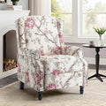Pushback Floral Recliner Chair, Fabric Upholstered Armchair Push Back Accent Chair for Living Room, Rivet Trim Club Chair Home Theater Single Sofa Reading Seat - Beige Floral