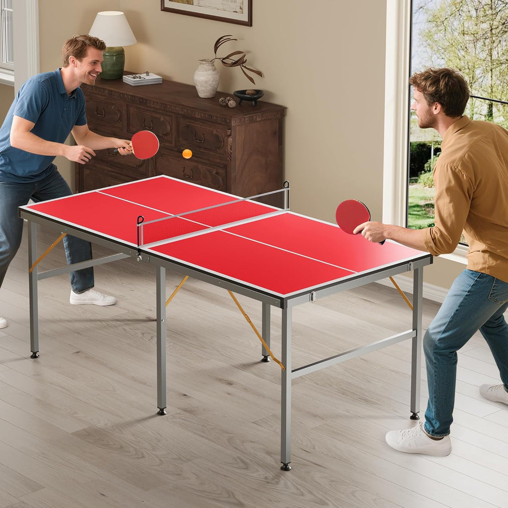 GarveeLife Professional Outdoor Table Tennis Tables,6x3FT Indoor/Outdoor Portable Ping Pong Table Game with Net for Adults/Teens,2 Table Tennis Paddles and 3 Balls